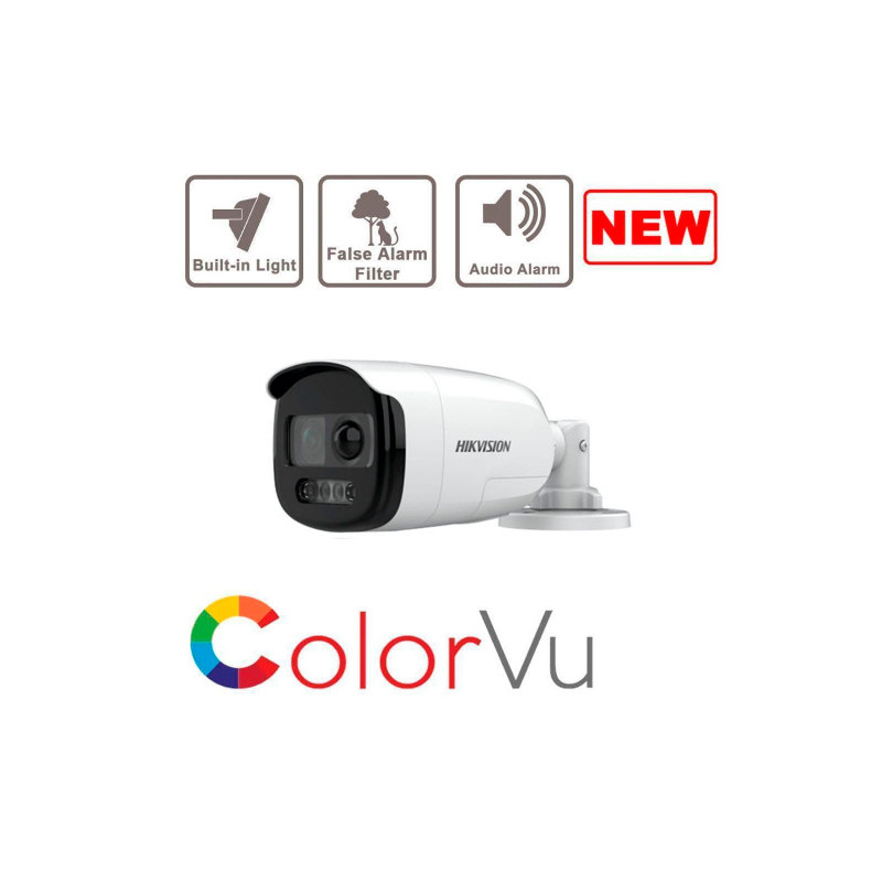 Bala TURBOHD 2 Megapixel - Imagen a Color 24-7 - Lente 2.8 mm - Luz Blanca 40 mts - Exterior IP67 - WDR - DS-2CE12DF3T-PIRXOS Hi
