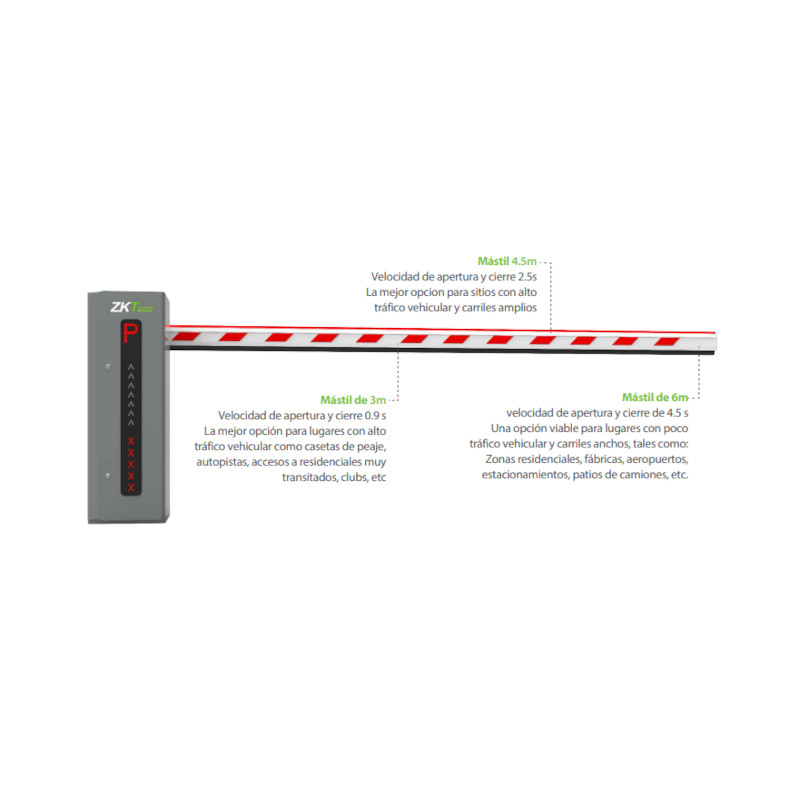 Barrera Vehicular para control de acceso - PROBG3130L-LED zkteco - 2