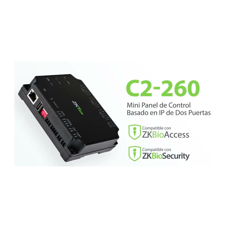 Controlador de Acceso IP C2-260 - Mini Panel para 2-10 Puertas con RS485, TCP/IP y Soporte para Lectores Wiegand zkteco - 2