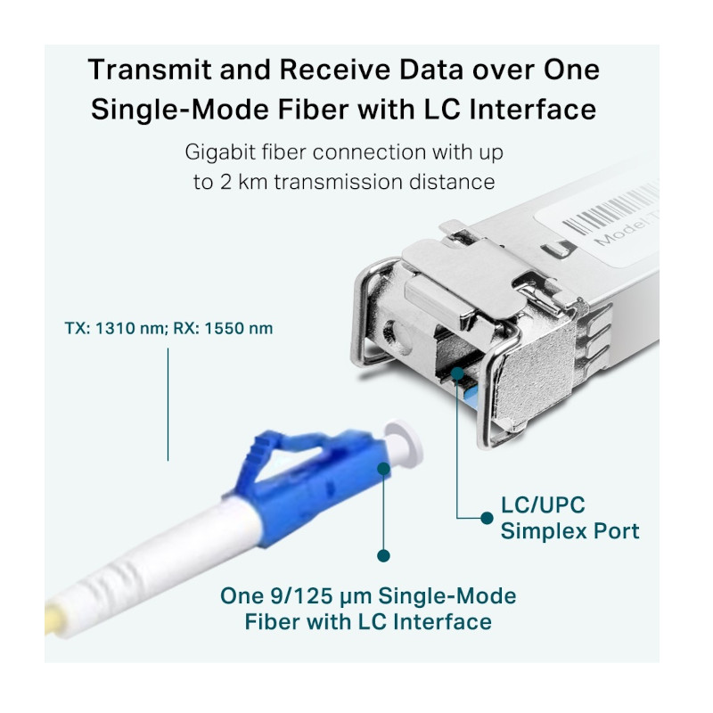 Módulo SFP TP-Link TL-SM321B Fibra Monomodo 1.25 Gbps y 20 km para Redes de Alta Velocidad TP-LINK - 2