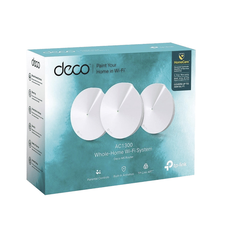 Deco M5 AC1300: Sistema Wi-Fi Whole-Home con Seguridad Avanzada, Control Parental y Rápida Conectividad Mesh - PACK 3 UNIDADES T