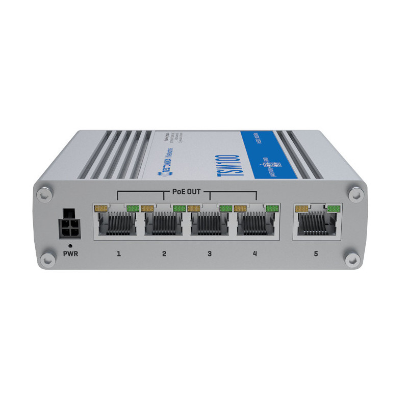 Teltonika TSW100 – switch Poe 5 puertos 1 Gbps – uso industrial, alimentación 44-57 VDC, carcasa aluminio IP30 Teltonika - 1