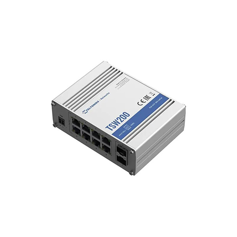 Teltonika TSW200 switch industrial 8 puertos LAN PoE 240 W | montaje DIN rail y pared Teltonika - 1