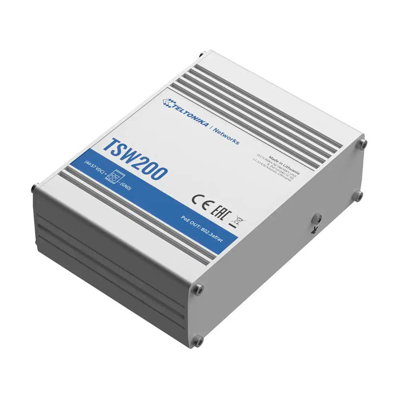 Teltonika TSW200 switch industrial 8 puertos LAN PoE 240 W | montaje DIN rail y pared Teltonika - 2
