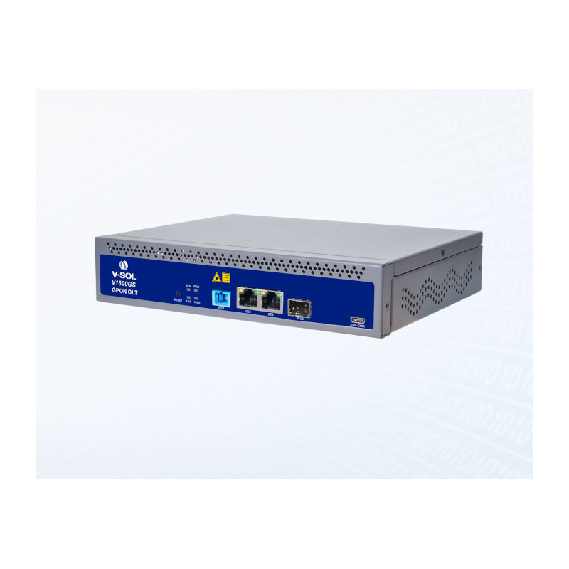 V1600GS-F – GPON OLT 1.25Gbps/2.5Gbps | PON 1:128 | soporte VLAN, IPv6, gestión remota | ideal para FTTH y pequeñas oficinas V-S