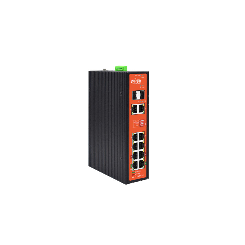 Wi-PS310GF-I V2 con 8 puertos PoE y 2 SFP combo – switch industrial, amplio rango de temperatura y protección avanzada WI-TEK - 