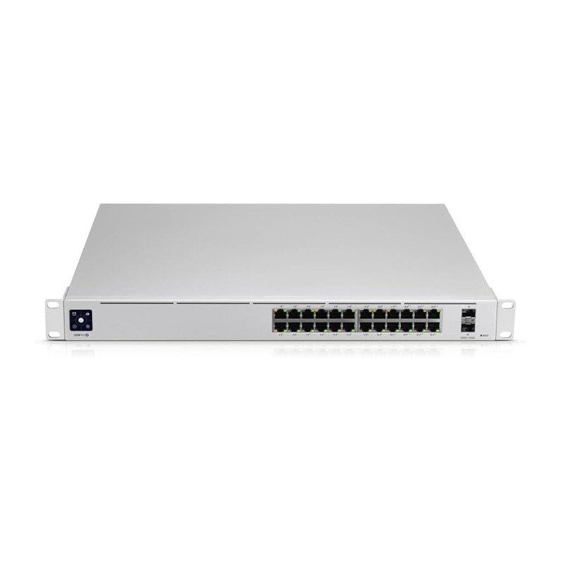 Ubiquiti USW-24 switch gestionado | 24 puertos Gigabit y 2 SFP | capa 2, diseño sin ventilador y pantalla táctil - USW-24-POE Ub