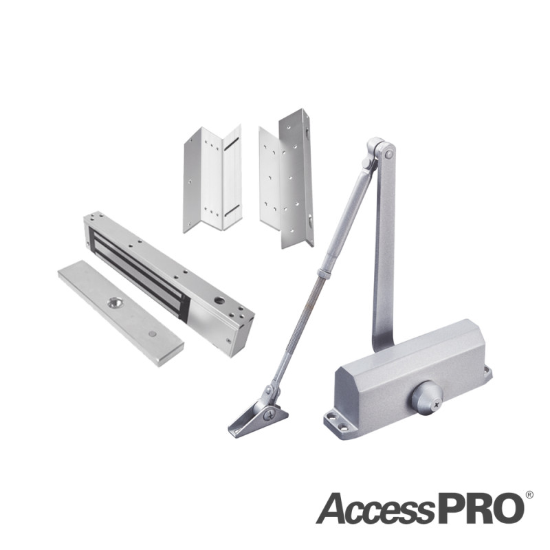 Kit Cierra puerta 65Kg + Electroiman + soporte en L y en Z - KITACCESS600 AccessPro - 1