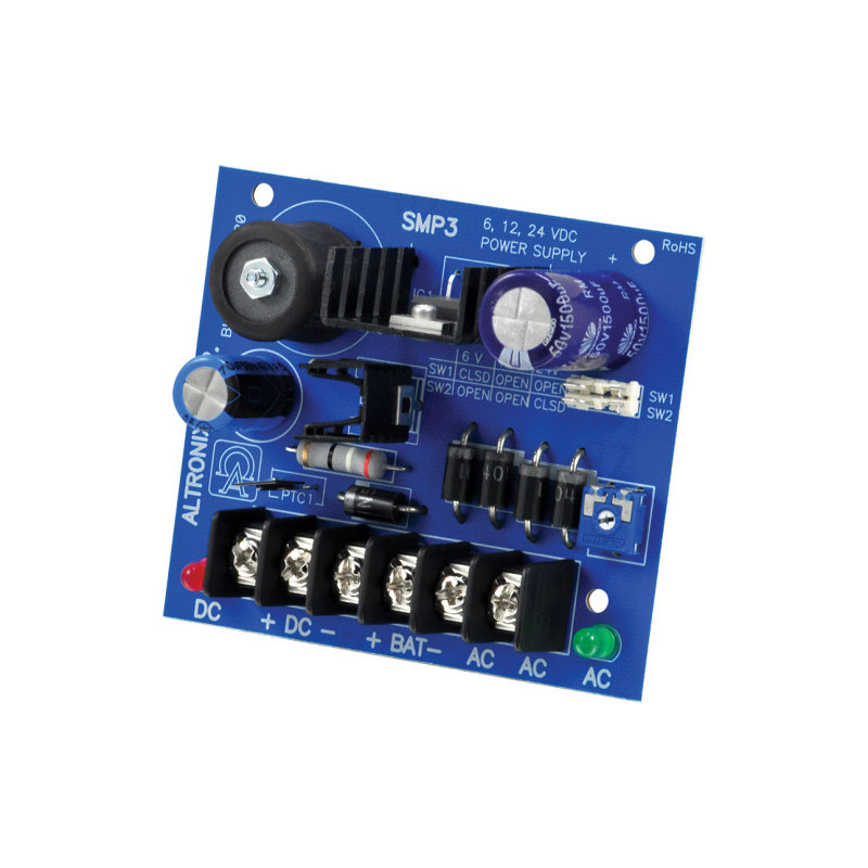 Fuente de poder para sistemas de control de acceso y CCTV – Salida seleccionable 6/12/24 VDC 2.5A – Altronix – SMP3 ALTRONIX - 1