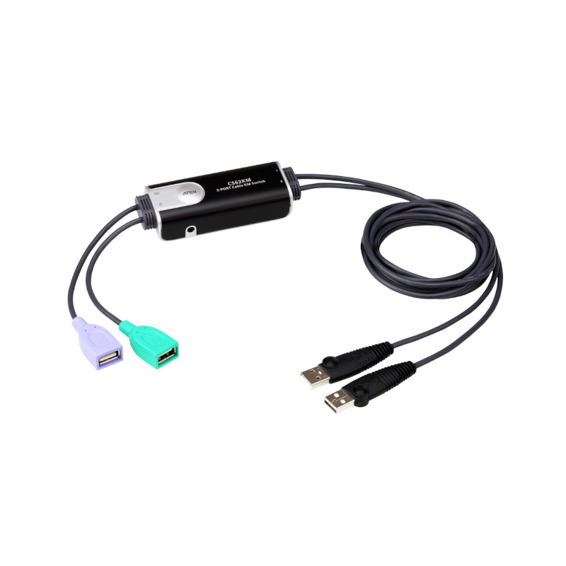 Control de teclado y ratón para dos computadoras – 2 puertos USB, boundless switching – ATEN – CS62KM Aten - 1