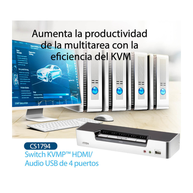 Switch KVMP para ambientes multimedia SOHO y SMB – 2/4 puertos HDMI USB 2.0 – ATEN - CS1794 Aten - 3