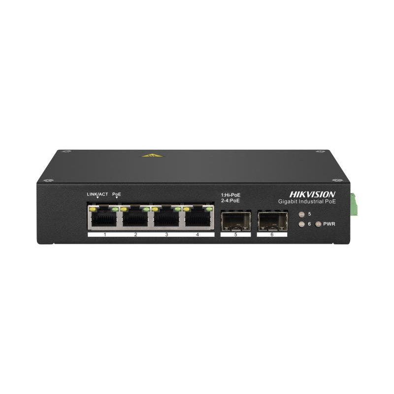 Conectividad PoE para sistemas de vigilancia – 4 Puertos Hi-PoE Gigabit Temperatura Extendida – Hikvision – DS-3T0506HP-E/HS Hik