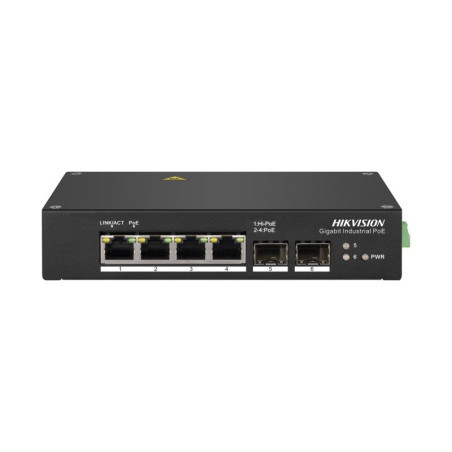 Conectividad PoE para sistemas de vigilancia – 4 Puertos Hi-PoE Gigabit Temperatura Extendida – Hikvision – DS-3T0506HP-E/HS Hik