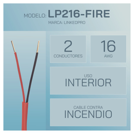 Cable para Sistemas de Alarma contra Incendios – Riser UL 1666 16 AWG 2 Hilos – Linkedpro – LP216FIRE  - 2
