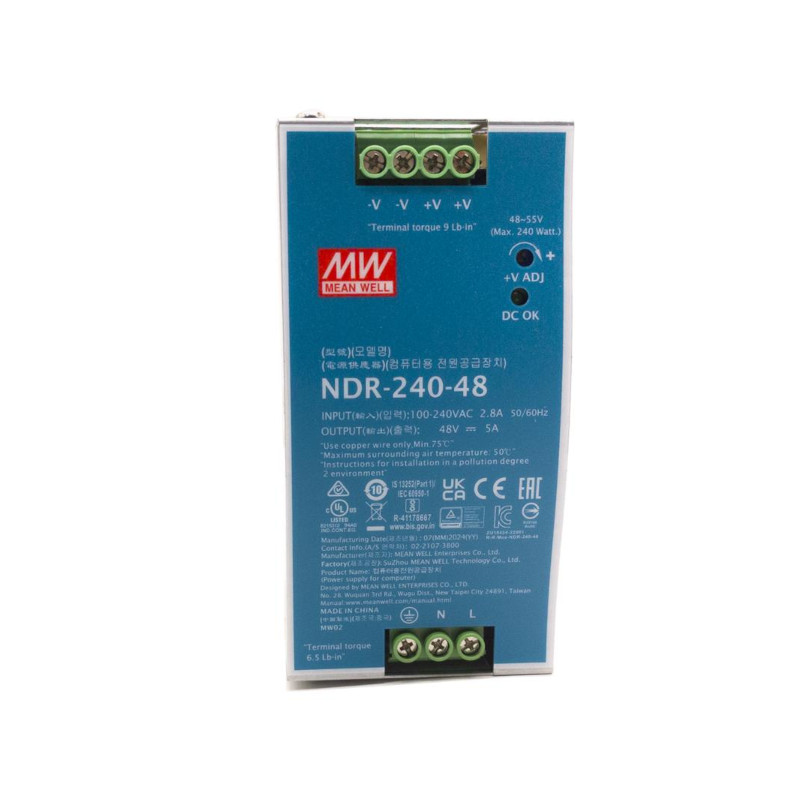 Fuente de Poder para Riel DIN Industrial – 240W Ultra Delgado – MEAN WELL – XDR240E48 Meanwell - 2