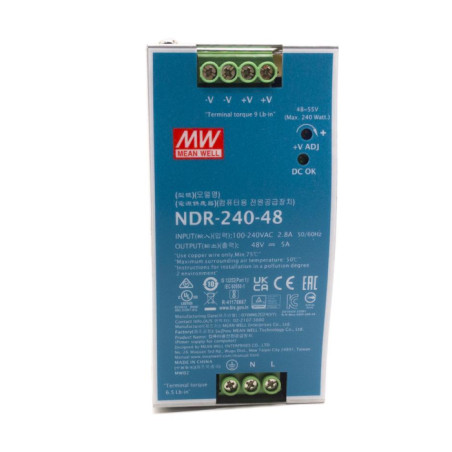 Fuente de Poder para Riel DIN Industrial – 240W Ultra Delgado – MEAN WELL – XDR240E48 Meanwell - 2