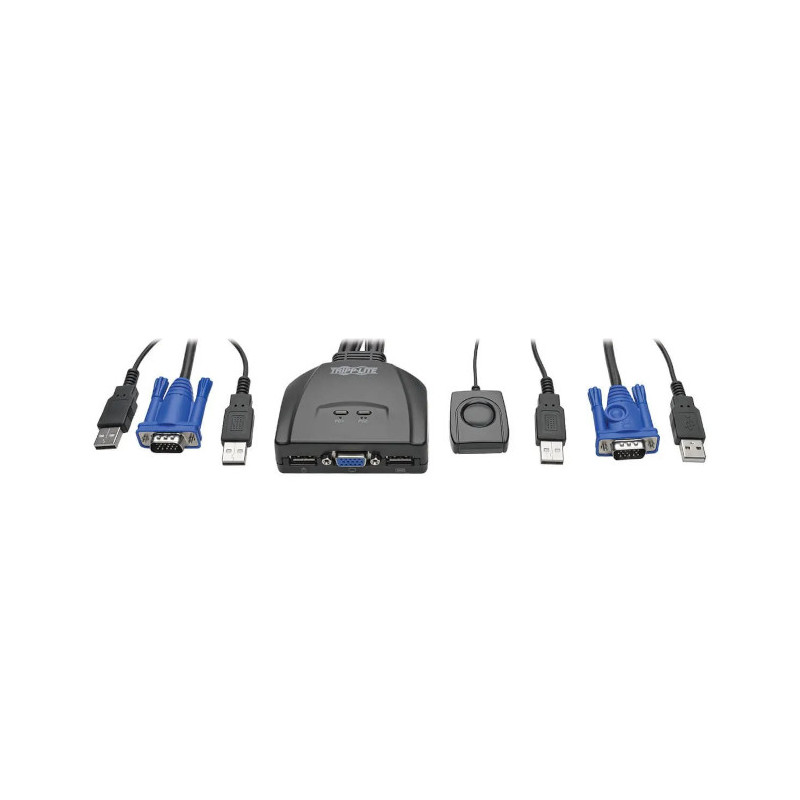 Control de 2 Computadoras con un Monitor, Teclado y Ratón – 2 Puertos USB/VGA con Cables Integrados 2048x1536 – Tripp Lite Eaton