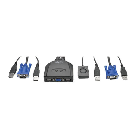 Control de 2 Computadoras con un Monitor, Teclado y Ratón – 2 Puertos USB/VGA con Cables Integrados 2048x1536 – Tripp Lite Eaton