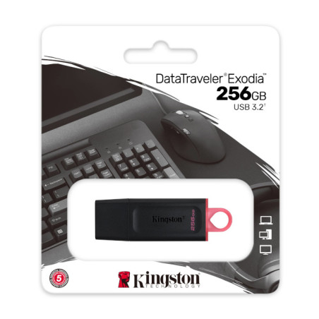 Almacenamiento Portátil – 256GB USB 3.2 Gen 1 con Tapa y Llavero – Kingston – DataTraveler Exodia Kingston - 1