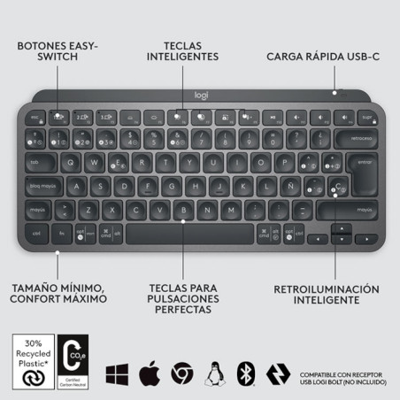 eclado inalámbrico para profesionales y creativos – Compacto, Retroiluminación Inteligente Logitech - 1