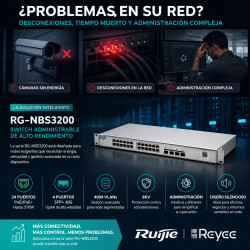 Switch Gigabit 24 Puertos PoE+ y 4 SFP+ 10Gb - Gestión en la Nube, 802.3af/at, 370W - RG-NBS3200-24GT4XS-P  - 1