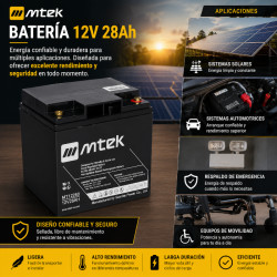 BATERIA SELLADA VRLA AGM  12V  28  AMP - MT12280A mtek - 1