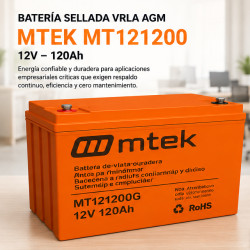 Batería de Respaldo para Equipos Electrónicos y UPS – VRLA AGM 12V 120Ah – MTEK – MT121200 mtek - 1