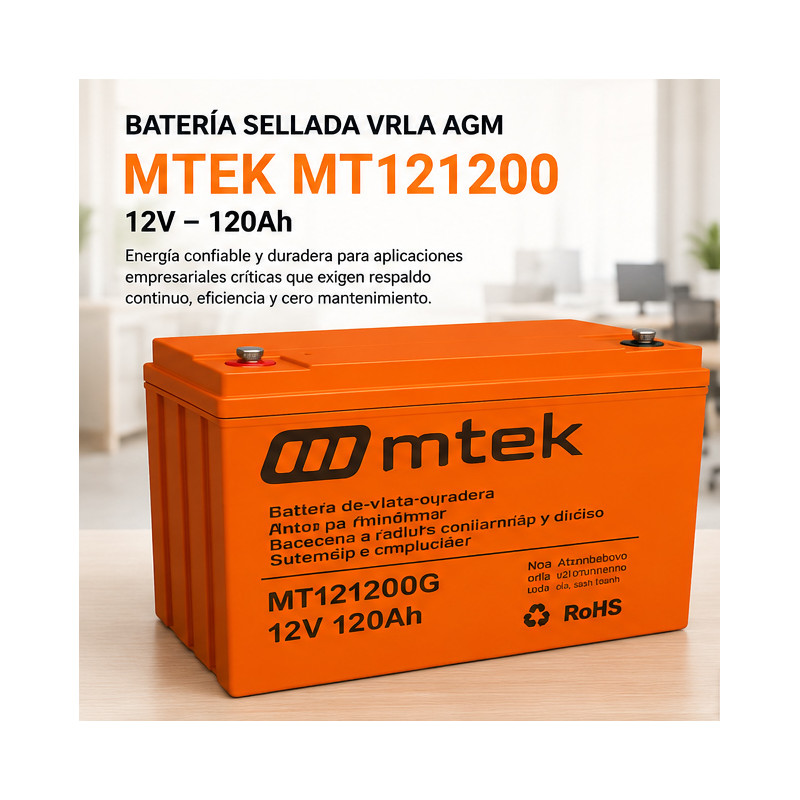 Batería de Respaldo para Equipos Electrónicos y UPS – VRLA AGM 12V 120Ah – MTEK – MT121200 mtek - 1