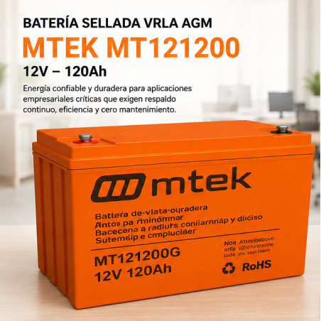 Batería de Respaldo para Equipos Electrónicos y UPS – VRLA AGM 12V 120Ah – MTEK – MT121200 mtek - 1