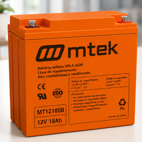 Batería para Sistemas UPS – 12V 18Ah Sellada VRLA AGM – mtek – MT12180B mtek - 1