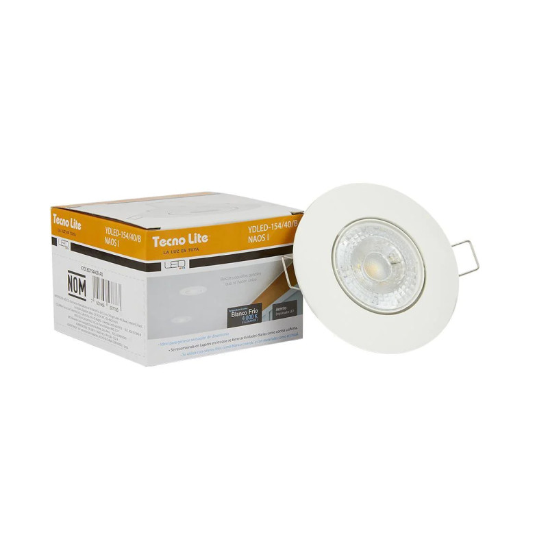 Lámpara LED Bala Redonda Empotrable Dirigible 5.5W 450lm 4000K 90mm Marco Blanco Tecnolite Tecnolite - 2