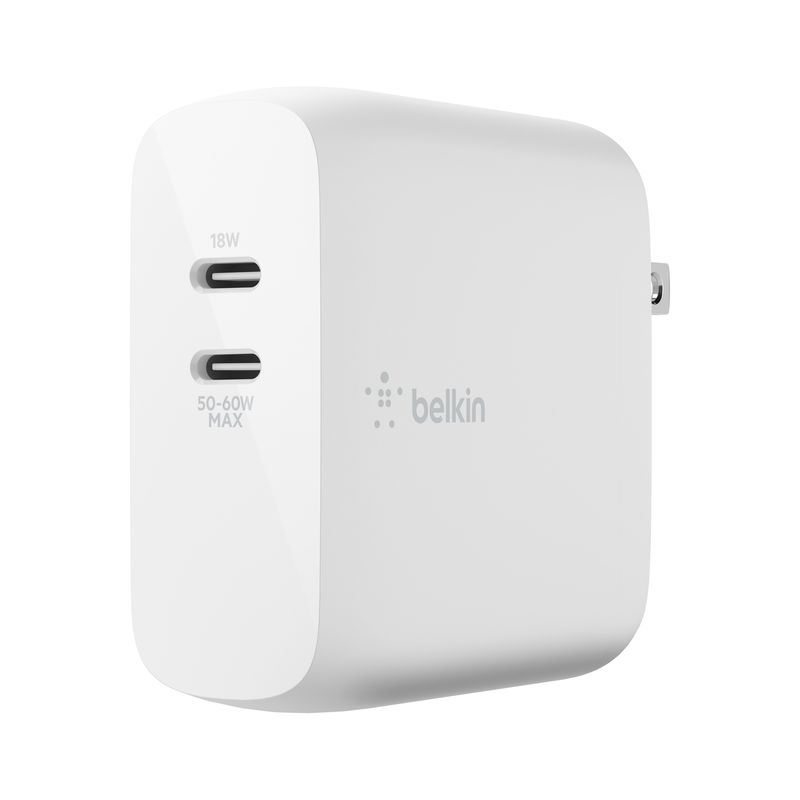 Cargador Belkin Dual 68W PD USB-C BOOST CHARGE - WCH003dqWH