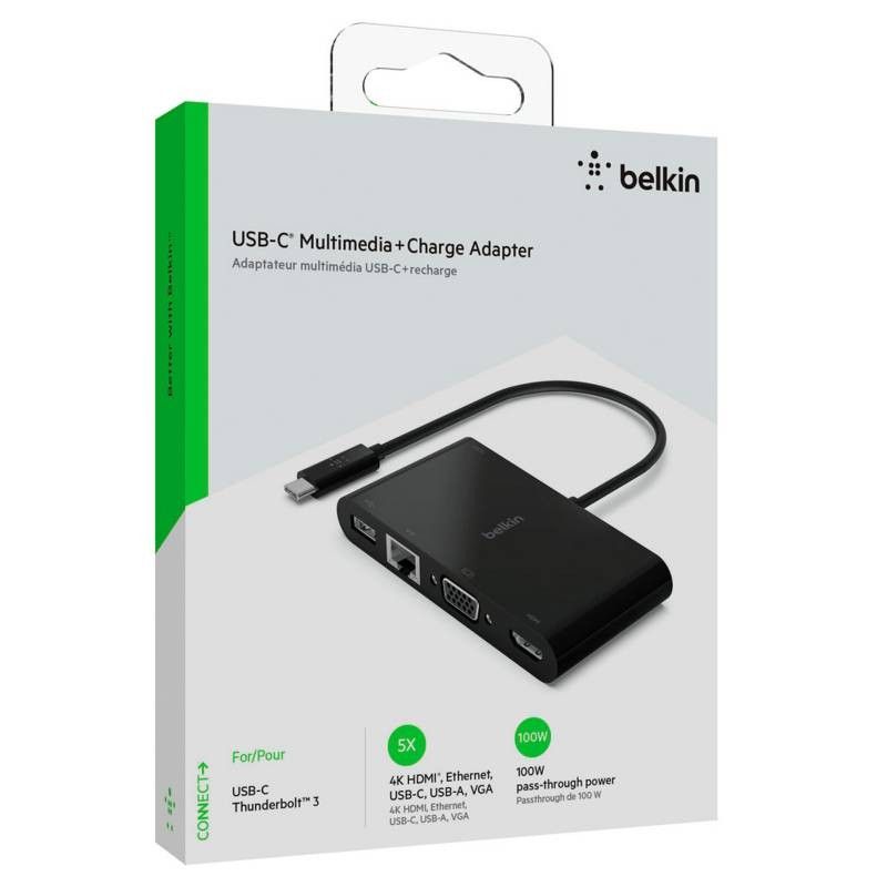 Adaptador multimedia + carga USB-C 100 W Belkin - AVC004BTBK Belkin - 3