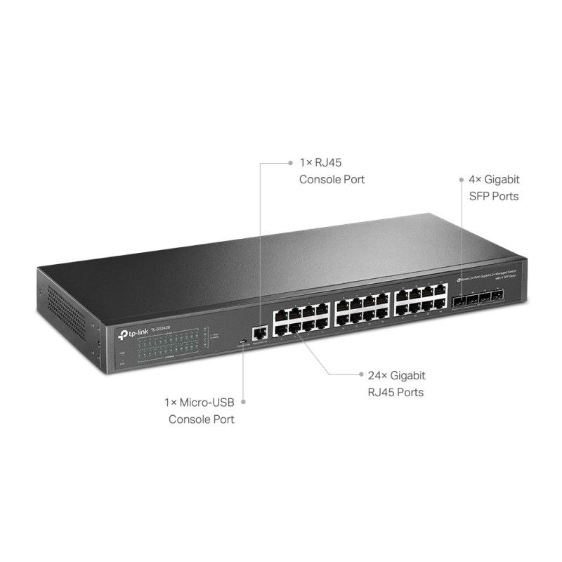 Switch administrado JetStream de 24 puertos Gigabit L2 con 4 ranuras SFP - TL-SG3428 TP-LINK - 3