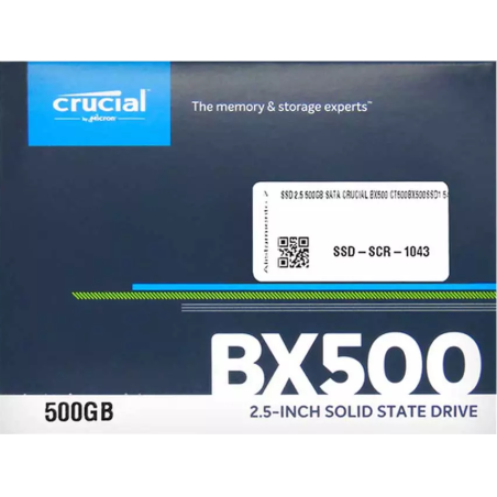 Disco de Estado Sólido-Crucial-2.5" SATA-SATA 6.0GB/s- 540/500 MB/s-Negro - SSD-SCR-1043 Crucial - 1