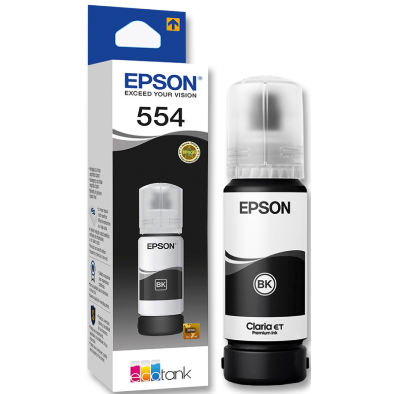 Botella de Tinta-Epson-Color Negro-Pigmentado-Hasta 6.700 paginas-Nuevo-Original-70 ml-554 - T554120-AL Epson - 1