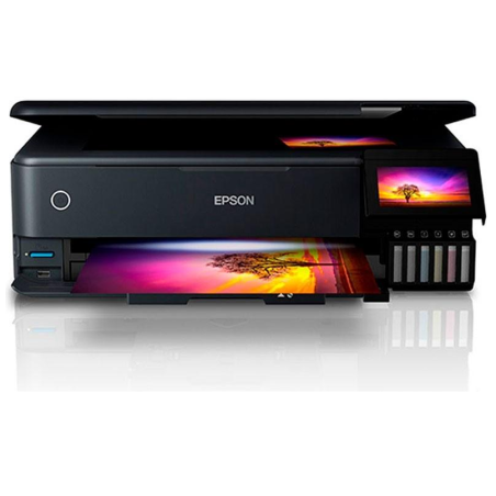 Impresora Multifuncional-Epson-ECOTANK-TABLOIDE-5.760 dpi x 1.440 dpi-1,5 picolitros-A4/carta-Color Negro-Nuevo - C11CJ21301 Eps