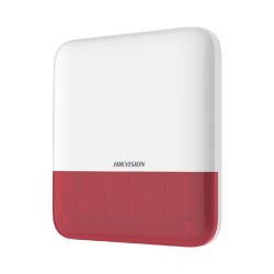 Sirena Inalámbrica-HIKVISION-Estrobo Rojo-Para Exterior-IP65-110 dB - DS-PS1-E-WB/R