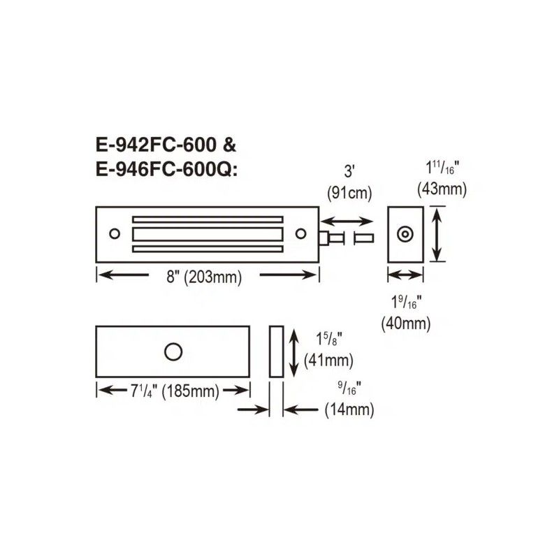 Electroimán SECO-LARM E946FC600Q - 600 Lbs - Resistente al Agua y a Pruebas de Fallos - Acero Inoxidable - Ideal para Exteriores