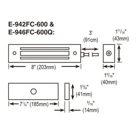 Electroimán SECO-LARM E946FC600Q - 600 Lbs - Resistente al Agua y a Pruebas de Fallos - Acero Inoxidable - Ideal para Exteriores