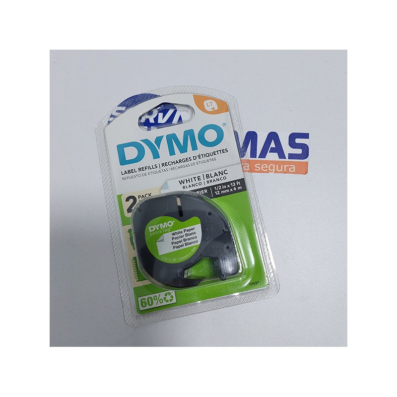 Cinta Dymo Letratag en papel blanca - Paquete de 2 - 10697 Dymo - 2