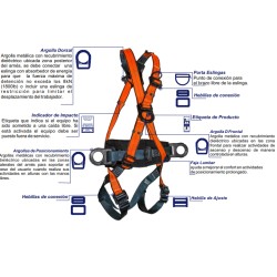 Arnés dieléctrico certificado de 4 argollas modelo en X con faja lumbar - PAX-DLF-P2 Epicali - 2