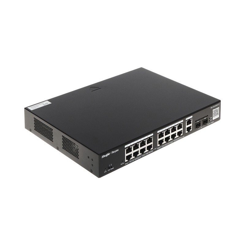 Switch PoE L2 Administrable en la Nube de 20 Puertos Gigabit, 16 PoE+, 2 Puertos RJ45 Gigabit, 2 Puertos SFP - RG-ES220GS-P Ruij