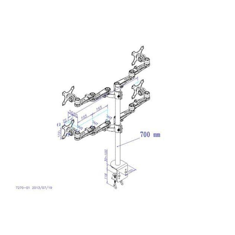 Soporte LCD para Monitor y Portátil-Ergo & Health-Brazo Cuadruple-Aluminio fundido - SLCD-727-OS Ergo & Health - 2