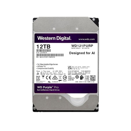 Disco duro-Western Digital-12TB-7200RPM-SATA III-Para Videovigilancia - WD121PURP  - 1