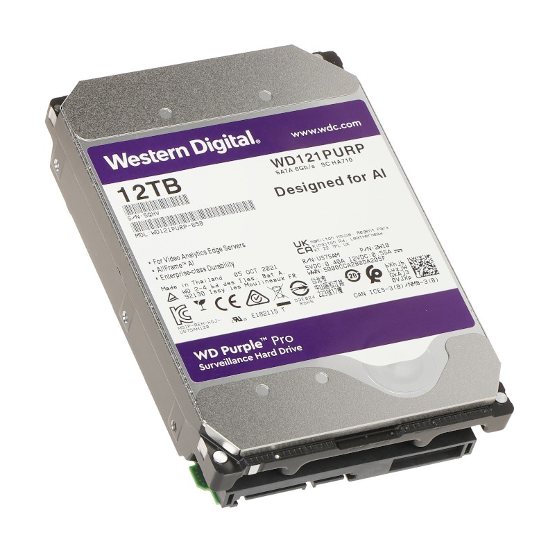 Disco duro-Western Digital-12TB-7200RPM-SATA III-Para Videovigilancia - WD121PURP  - 2