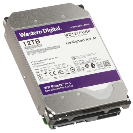 Disco duro-Western Digital-12TB-7200RPM-SATA III-Para Videovigilancia - WD121PURP  - 2