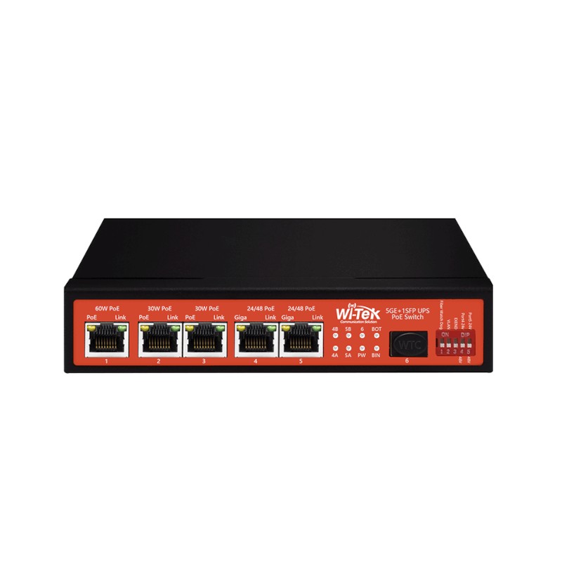 Switch Industrial PoE++ y pasivo de 24 Voltios - WI-PS306GF-IV2 WI-TEK - 1