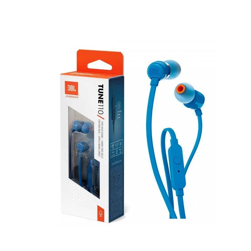 Auriculares-Harman-Frecuencia de 20 - 22000 Hz-Cableado-Internos-Color Azul -  JBLT110BLUAM JBL - 2