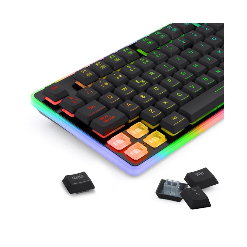 Teclado-Redragon-De Membrana-Cable de Goma reforzado Soporta 12 kg y 10000 flexiones-USB enchapado en oro - K509RGB-SP  - 1